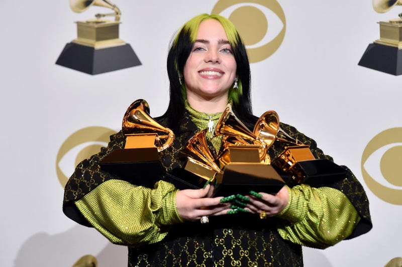 Billie Eilish poses in the press room during the 62nd Annual GRAMMY Awards at STAPLES Center on January 26, 2020 in Los Angeles, California.