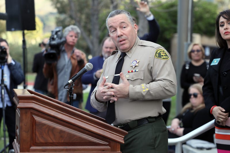Los Angeles County Sheriff Alex Villanueva speaks at a news conference on the helicopter crash that yesterday claimed the lives of NBA great Kobe Bryant, his daughter Gianna, 13, and seven others January 27, 2020 in Calabasas, California