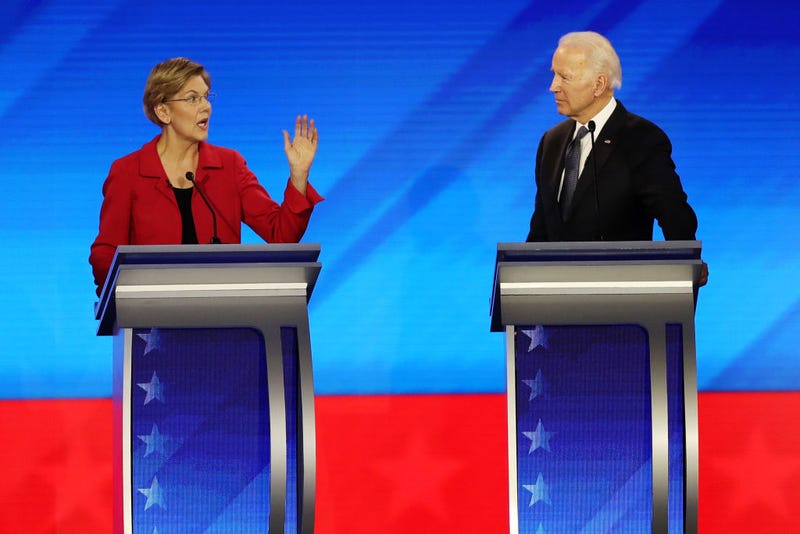 Sanders, Biden and Warren at a debate