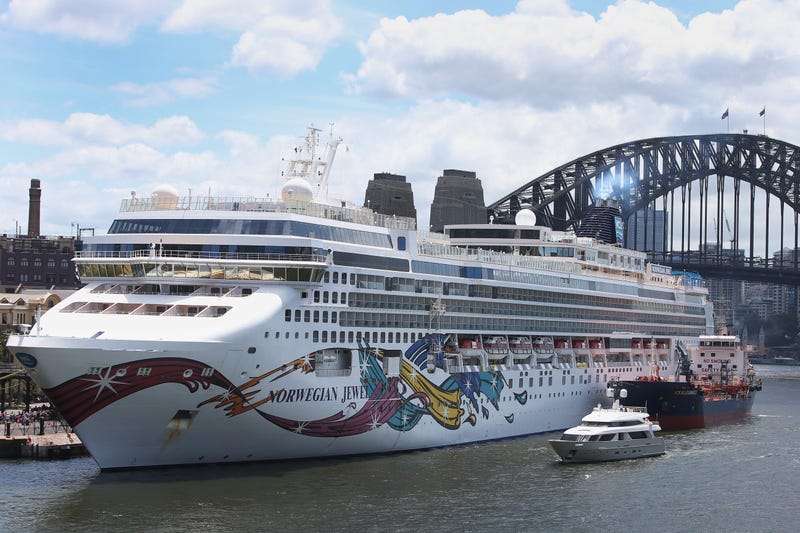 The Norwegian Jewel cruise ship is in lock down while health authorities test a man for Coronavirus on February 14, 2020 in Sydney, Australia.