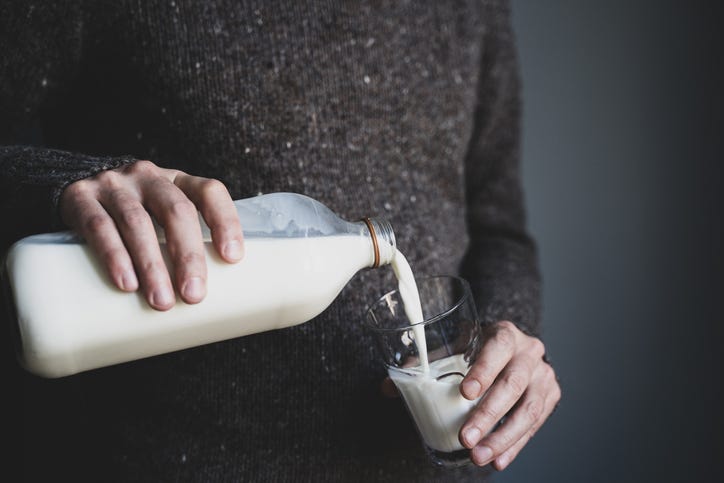 Pouring milk