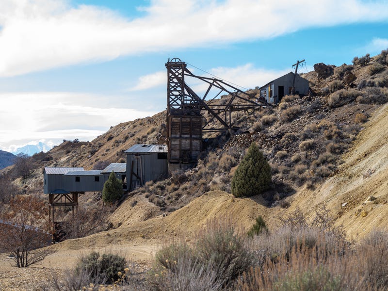Mining and railroad equipment near Virginia City, Nevada