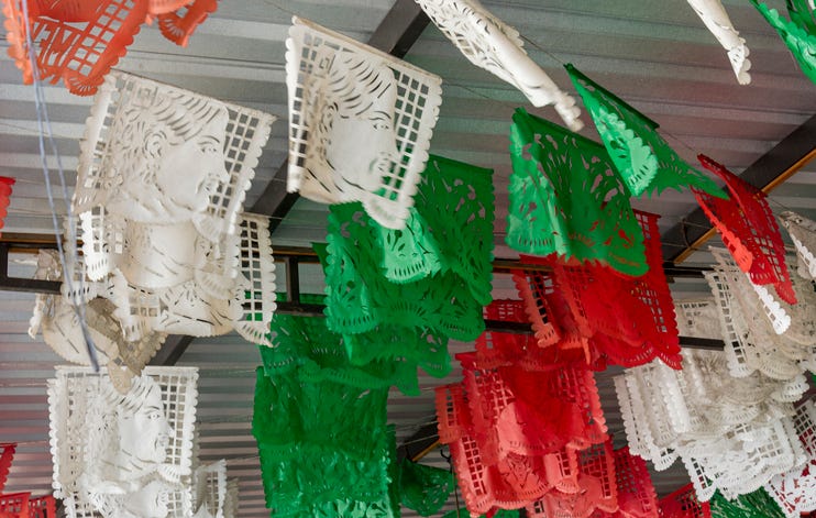 Red, green and red Mexican bunting Papel Picado Mexico