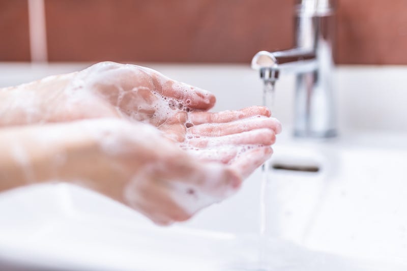 Hands in soapy water
