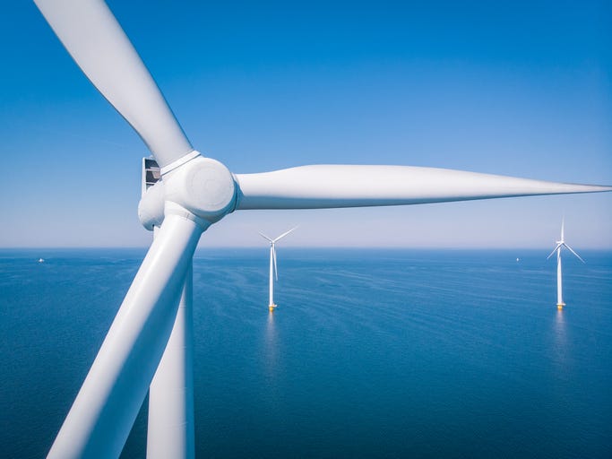 Wind turbine from aerial view