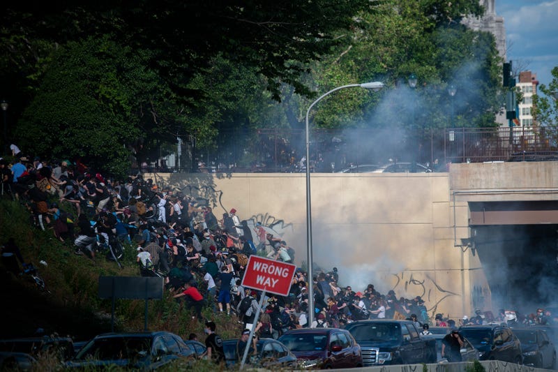 Philadelphia police tear gas expressway protesters