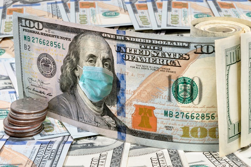 100 dollar bill with facemask
