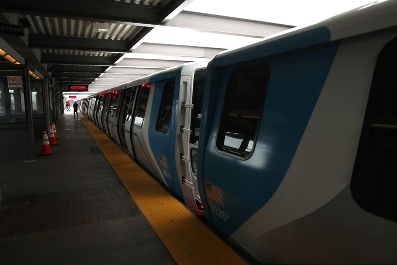 The platform at the Daly City Bay Area Rapid Transit (BART) station is deserted on April 08, 2020 in Daly City, California.