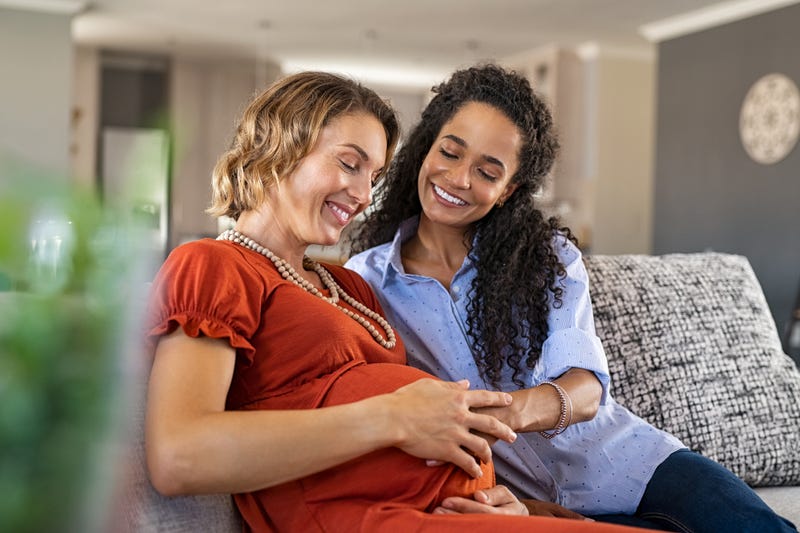 Young lesbian couple planning for their baby.