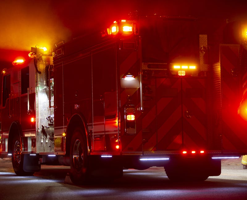 A Fire Engine responds to the scene of an emergency