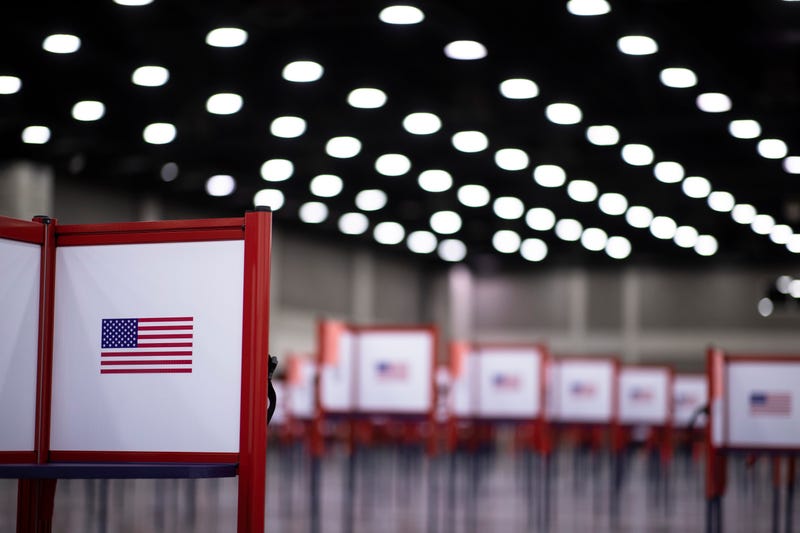 Detail view of a voting booth during Tuesdays Kentucky primary election on June 23, 2020 in Louisville, Kentucky.