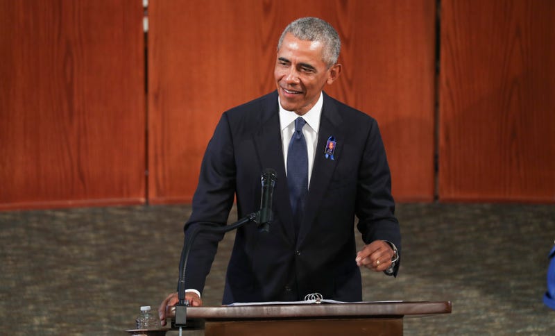 Former U.S. President Barack Obama speaks during the funeral service of the late Rep. John Lewis (D-GA) at Ebenezer Baptist Church on July 30, 2020 in Atlanta, Georgia.