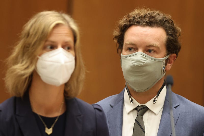 Actor Danny Masterson stands with his lawyer Sharon Appelbaum as he is arraigned on rape charges at Clara Shortridge Foltz Criminal Justice Center on September 18, 2020 in Los Angeles, California.