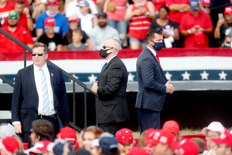 Secret Service is seen during President Donald Trump campaign speech just four days before Election Day outside of Raymond James Stadium on October 29, 2020 in Tampa, Florida. With less than a week until Election Day, Trump and his opponent, Democratic presidential nominee Joe Biden, are campaigning across the country.
