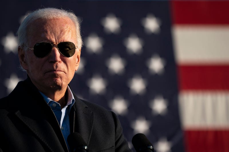 Democratic presidential candidate Joe Biden speaks during a drive-in campaign rally at the Minnesota State Fairgrounds on October 30, 2020 in St. Paul, Minnesota. Biden is campaigning in Iowa, Wisconsin and Minnesota on Friday.