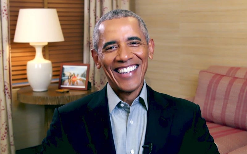 Former president Barack Obama on "Jimmy Kimmel Live!" on Nov. 19, 2020.