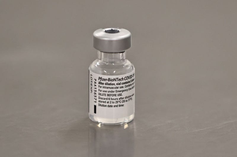 A vial of the Pfizer/BioNTech Covid-19 vaccine ahead of being administered at the Royal Victoria Hospital on the first day of the largest immunisation programme in the UK's history on December 8, 2020 in Belfast, Northern Ireland.