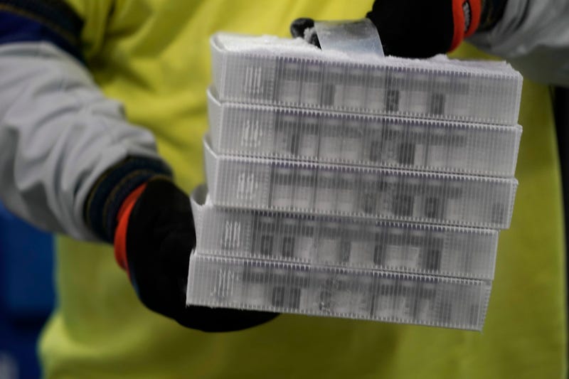 Boxes containing the Pfizer-BioNTech COVID-19 vaccine are prepared to be shipped at the Pfizer Global Supply Kalamazoo manufacturing plant on December 13, 2020 in Portage, Michigan.