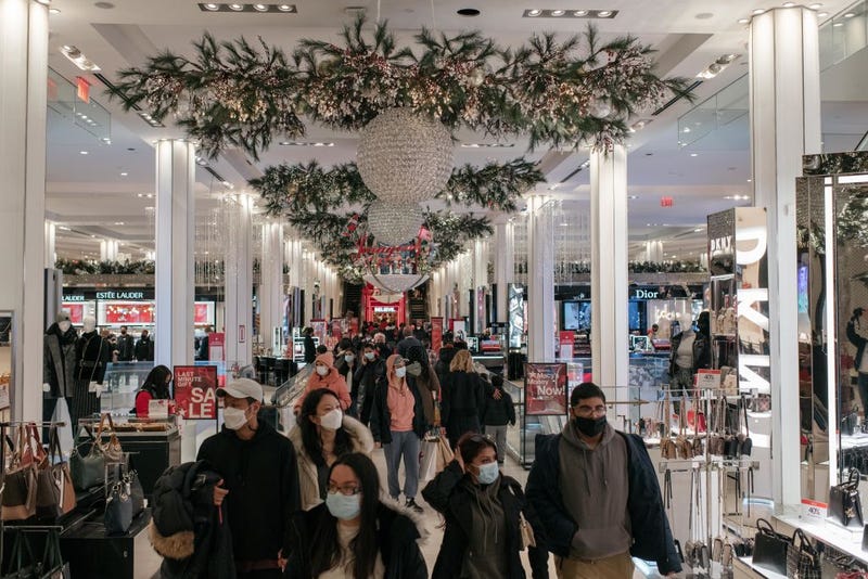 Shoppers wear face masks at Macy's