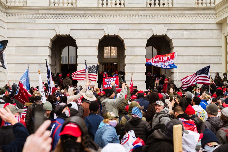 A pro-Trump mob floods into the Capitol Building after breaking into it on January 6, 2021