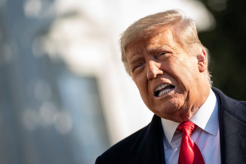 President Donald Trump speaks to reporters on the South Lawn of the White House before boarding Marine One on January 12, 2021 in Washington, DC. (Photo by Drew Angerer/Getty Images)