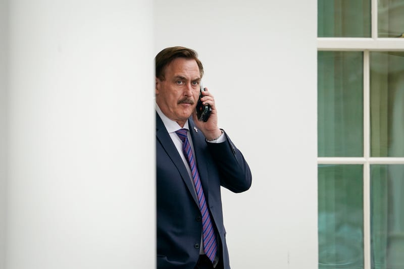 Mike Lindell makes a call outside of the White House