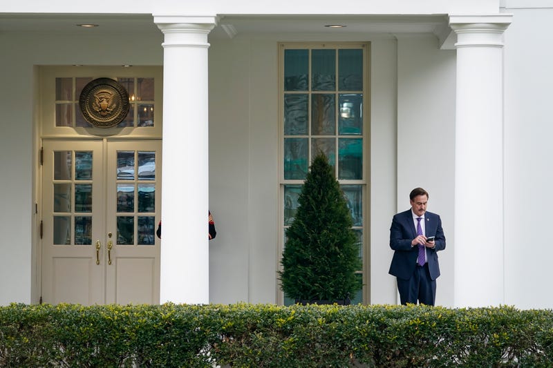 MyPillow CEO Mike Lindell waits outside the West Wing of the White House before entering on January 15, 2021 in Washington, DC.
