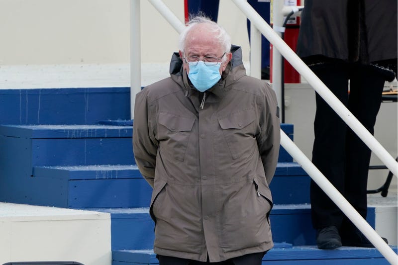 en. Bernie Sanders, I-Vt., arrives for the the 59th inaugural ceremony on the West Front of the U.S. Capitol on January 20, 2021 in Washington, DC. During today's inauguration ceremony Joe Biden becomes the 46th president of the United States.