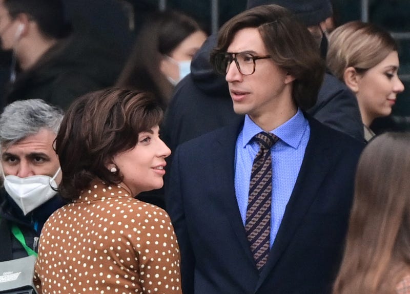 'House of Gucci' set, Lady Gaga, Adam Driver