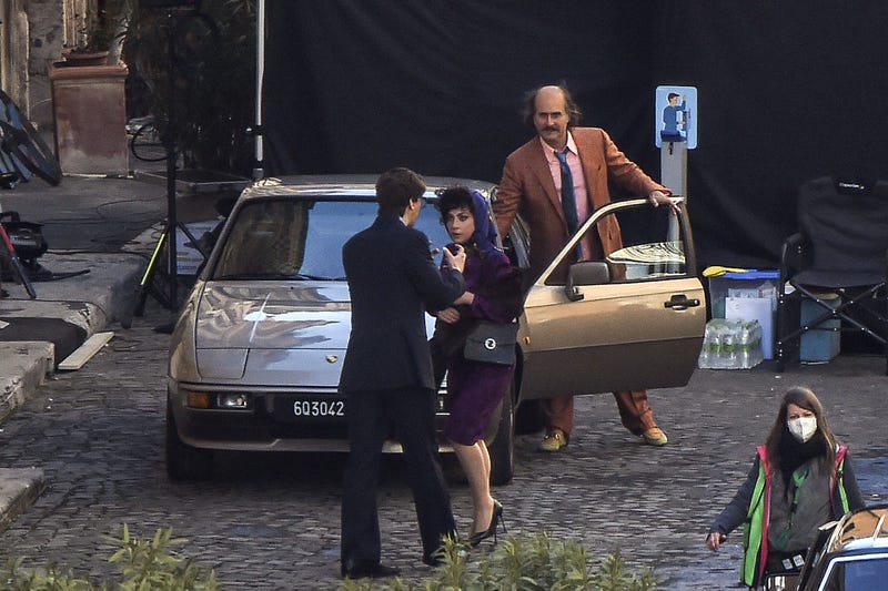 'House of Gucci' set, Lady Gaga, Adam Driver, Jared Leto