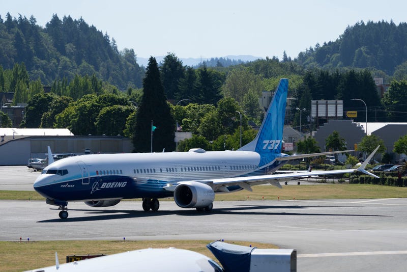 Boeing 737 MAX 10 prepares to take off for its first flight at Renton Municipal Airport on June 18, 2021 in Renton, Washington. The 737 MAX 10 is Boeing's newest model since regulators cleared the 737 MAX to fly again in November 2020. (Photo by Stephen Brashear/Getty Images)