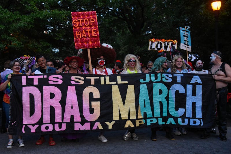 People participate in an event called the Drag March on June 25, 2021 in New York City. The Drag March, in its 27th year, is an annual event that traditionally kicks off Pride weekend in New York City.