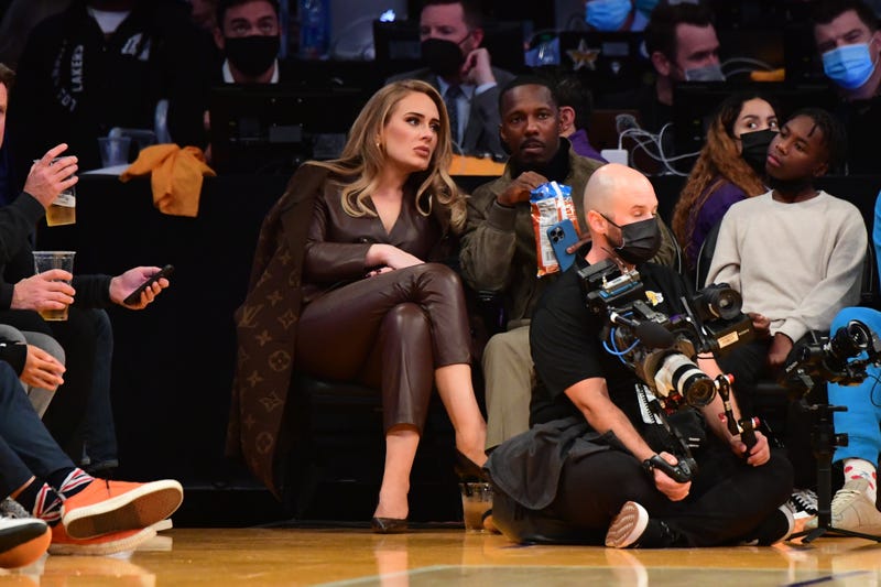 Adele Makes Big Splash in Skintight Leather with Rich Paul at Lakers Game