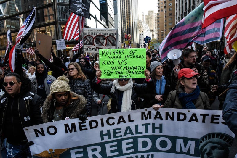 Protesters rally against vaccine mandates on Nov. 20, 2021, in New York City.