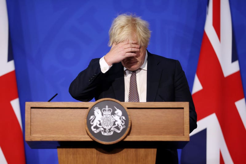 Prime Minister Boris Johnson speaks during a press conference after cases of the new Covid-19 variant were confirmed in the United Kingdom on November 27, 2021 in London, England.