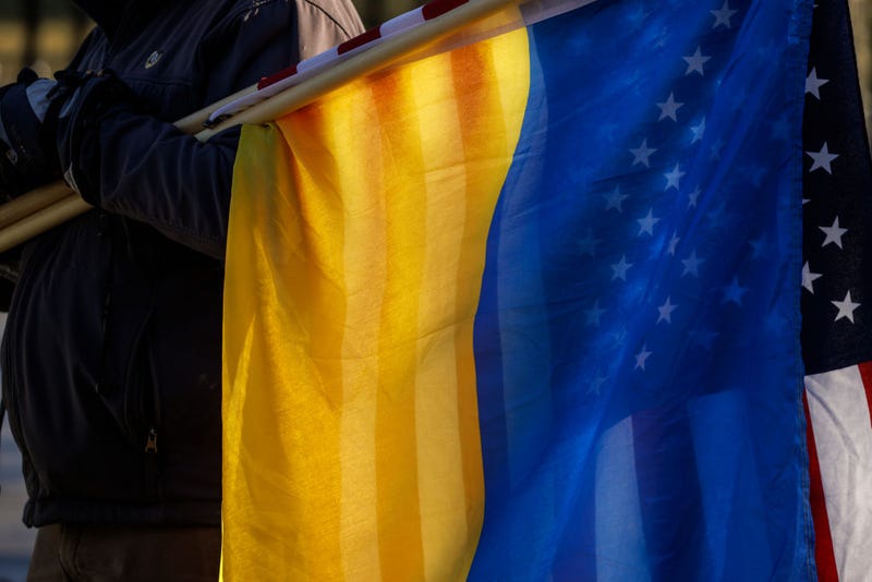 Ukraine and American flags