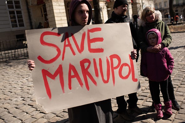 Ukrainians take part in an action.