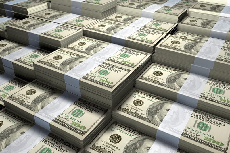 Stacks of hundred dollar bills