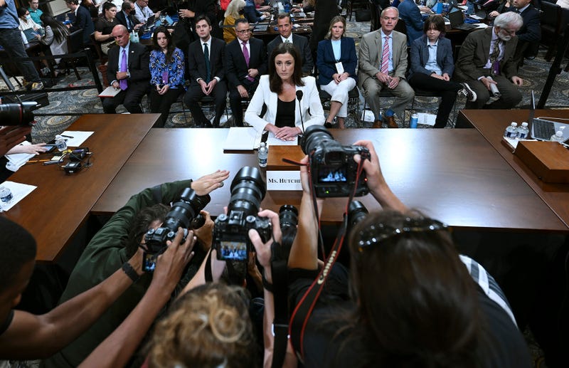 Cassidy Hutchinson, a top former aide to Trump White House Chief of Staff Mark Meadows, takes her seat following a break as she testifies during the sixth hearing by the House Select Committee to Investigate the January 6th Attack on the U.S. Capitol in the Cannon House Office Building on June 28, 2022 in Washington, DC.