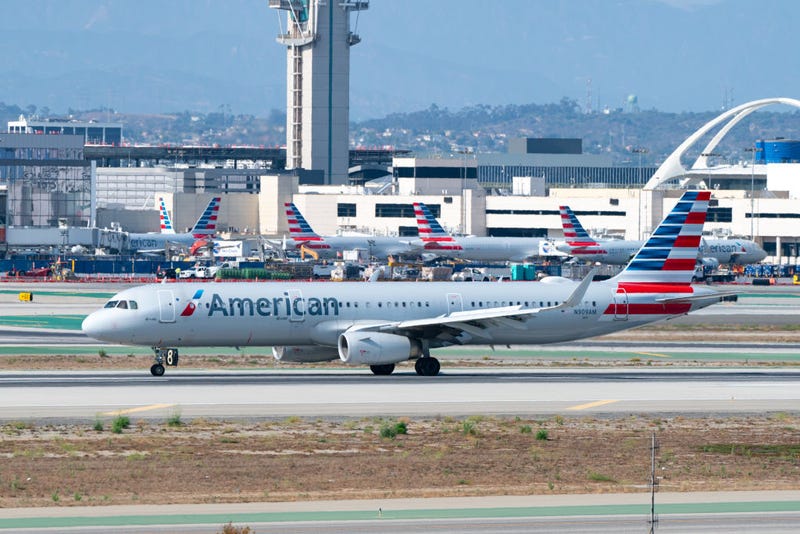 American Airlines Airbus A321-231 arrives at Los Angeles International Airport on July 30, 2022.