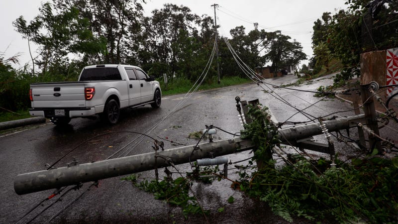 Downed power lines on road PR-743 in Cayey, Puerto Rico as the island awoke to a general power outage on Sept. 19, 2022 in San Juan, Puerto Rico. Hurricane Fiona struck this Caribbean nation causing extensive damages related to flooding after many towns in the mountainous and southern region received in some cases over twenty inches of rain.