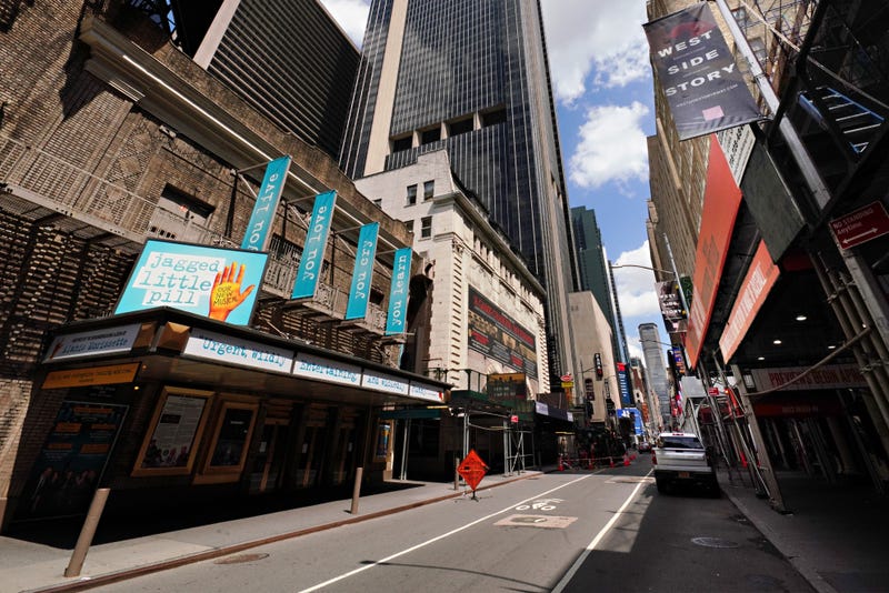 A view of Broadway theaters on W. 44th Street on June 29, 2020 in New York City.