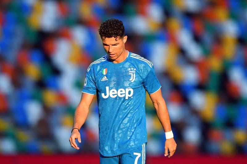 Cristiano Ronaldo of Juventus reacts during the Serie A match between Udinese Calcio and Juventus at Stadio Friuli on July 23, 2020 in Udine, Italy.