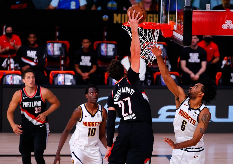 Jusuf Nurkic attacks the rim for a one-handed flush