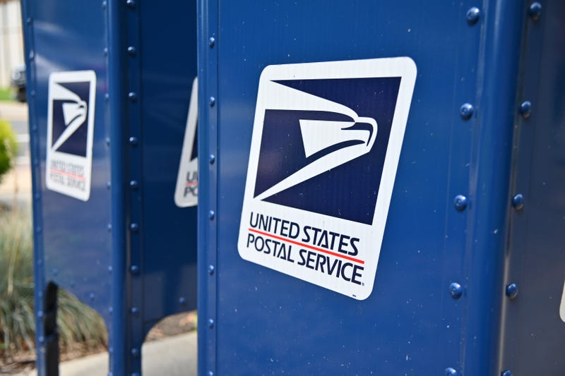 Blue USPS mailboxes