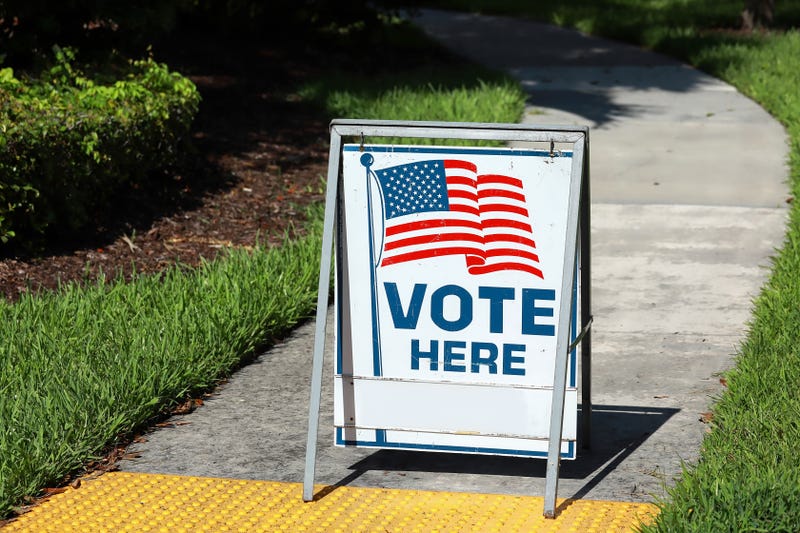 Vote here sign