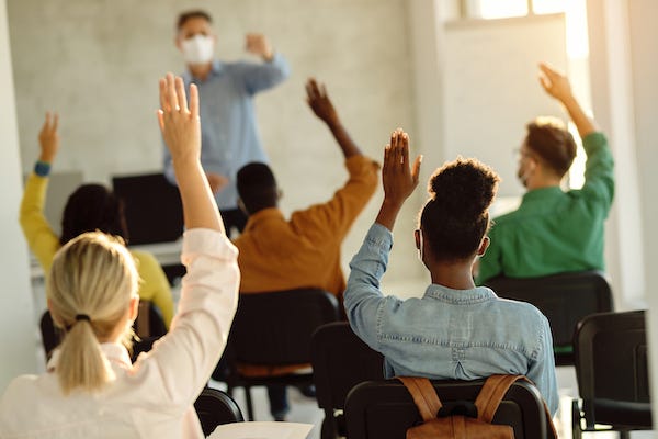 Male teacher in a classroom