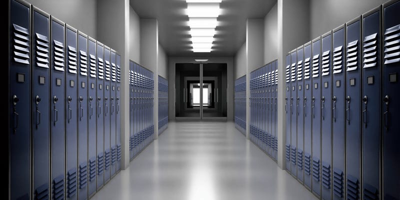 High school hallway.
