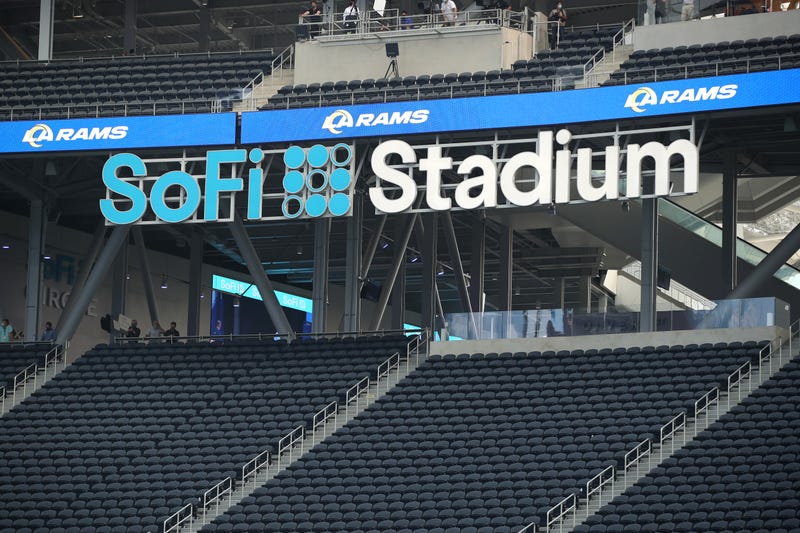 Signage is seen at SoFi Stadium before the game between the Dallas Cowboys and the Los Angeles Rams on September 13, 2020 in Inglewood, California.
