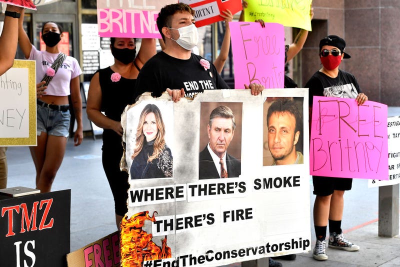 Supporters of Britney Spears attend the #FreeBritney Protest outside a Los Angeles courthouse.